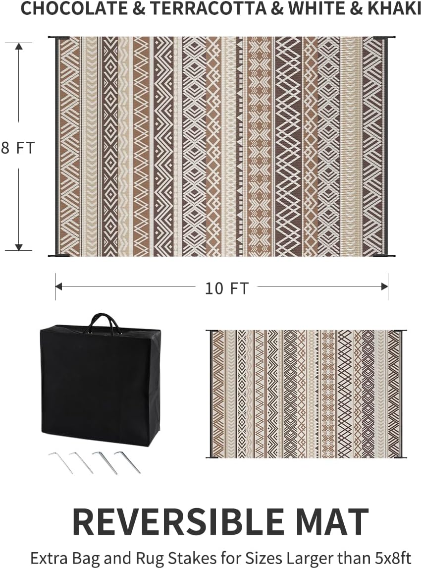 Outdoor Rug Carpet Waterproof-Patio Rug Mat Reversible RV Outdoor Camping Rugs Picnic Beach Mats Plastic Straw