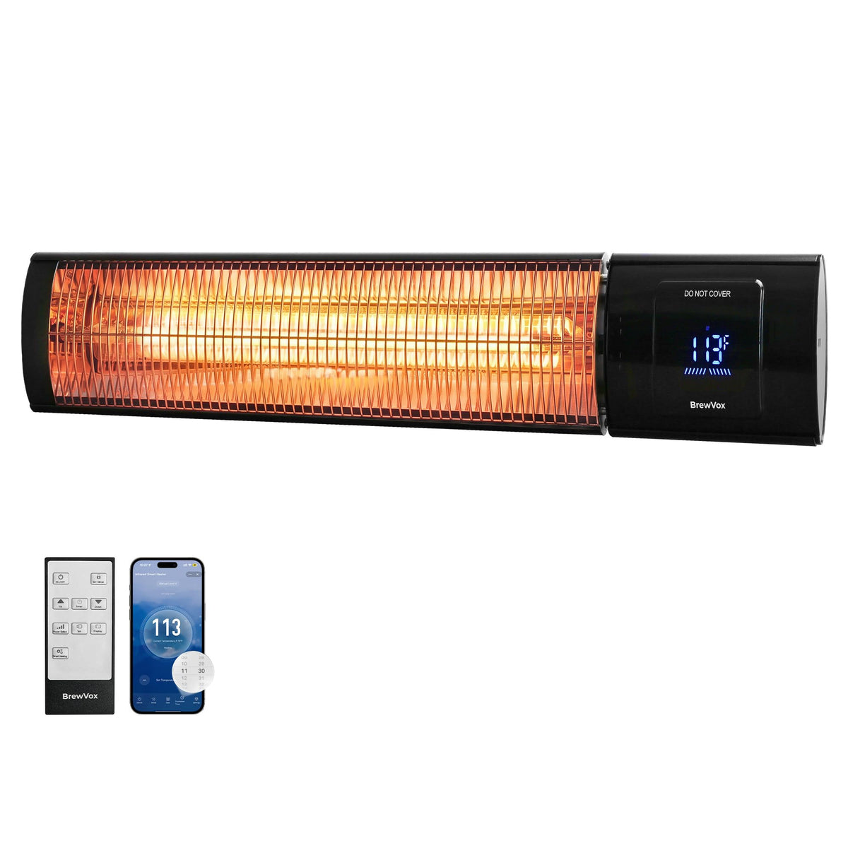 Patio Heater, Carbon Infrared Electric Outdoor Heaters with Thermostat, Smart App & Remote Control, 24H Timer
