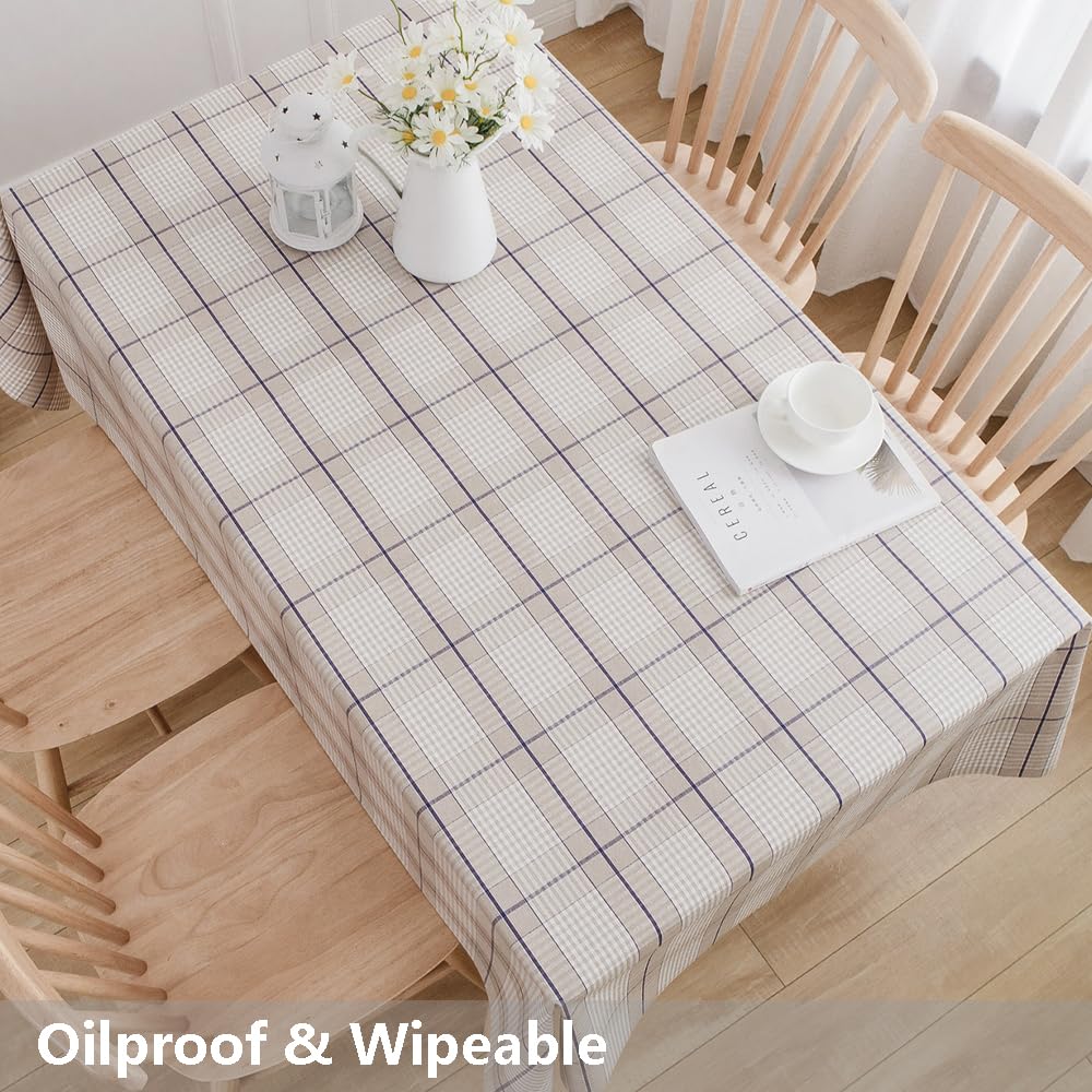 Heavy Duty Vinyl Table Cloth Dining Tables Wipe Clean PVC Tablecloth for Rectangle Table (54'' x 72'', Lattice-3)