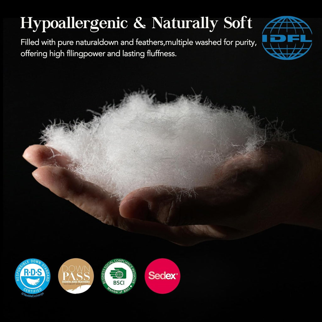 Lightweight Feather Down Fiber Comforter, Extra Fluffy White Duvet Insert,Ultra-Soft