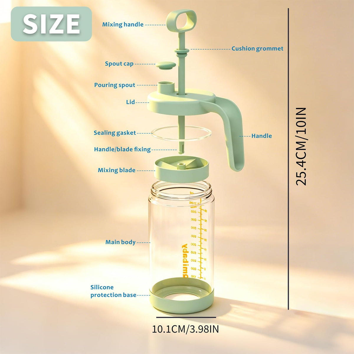 32oz Borosilicate Glass Formula Mixing Pitcher, BPA-Free Leakproof Breastmilk Fridge Storage Container, Wide Mouth