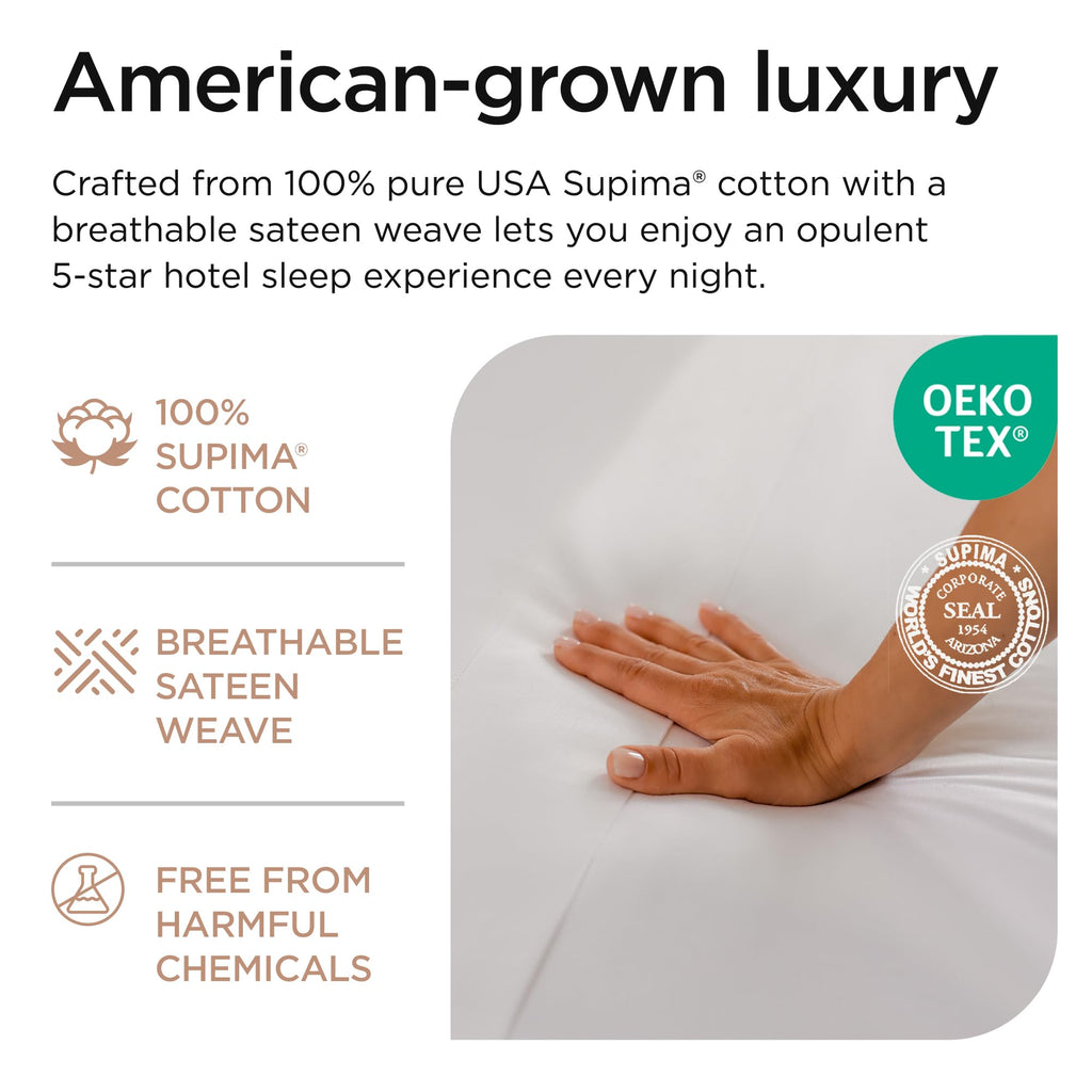 656 Thread Count Supima Cotton Sheet Set, Sateen, White