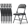 Padded Folding Chairs 8 Pack, PU Leather Folding Chairs for Outside and Indoor, Heavy Duty Portable Foldable Metal