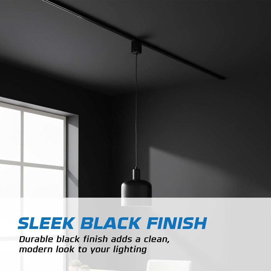 Stem Hung Pendant Track Adapter, Black (2-Pack) - for Single Circuit Track, 120V - Supports Indoor Dry Locations