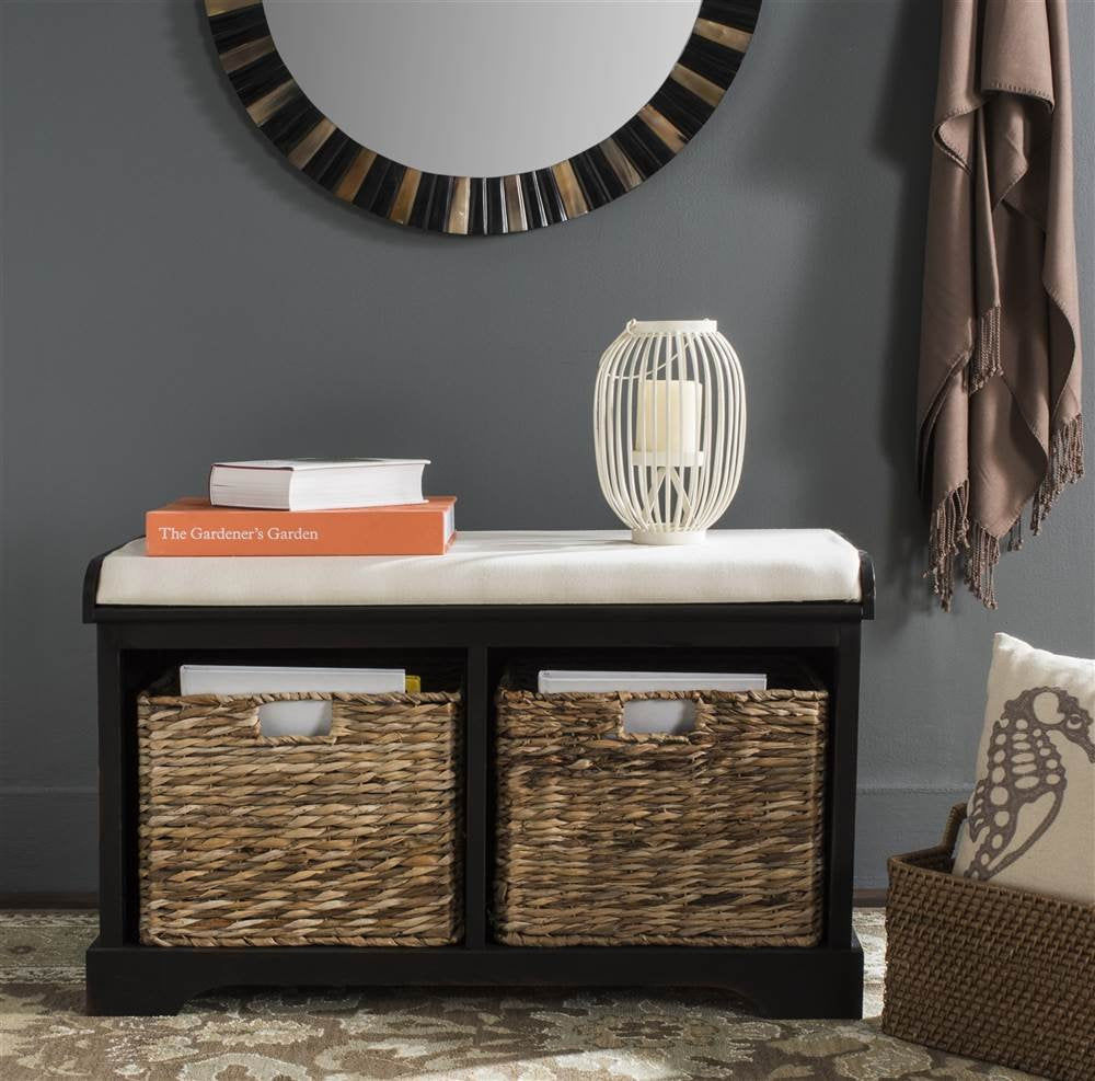 Freddy Wood Storage Bench, 33" Farmhouse Black