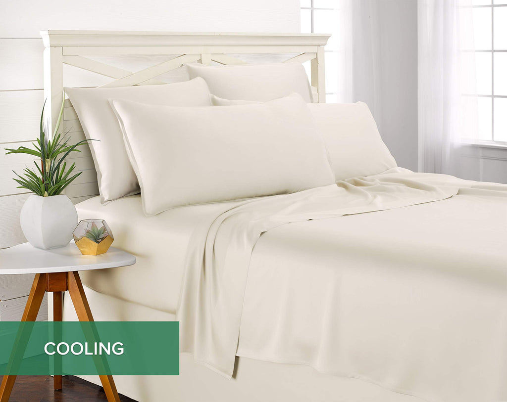 Sheets, Genuine 100% Organic Viscose Derived from Bamboo Bed Sheet Set, Luxuriously Soft & Cooling, Double