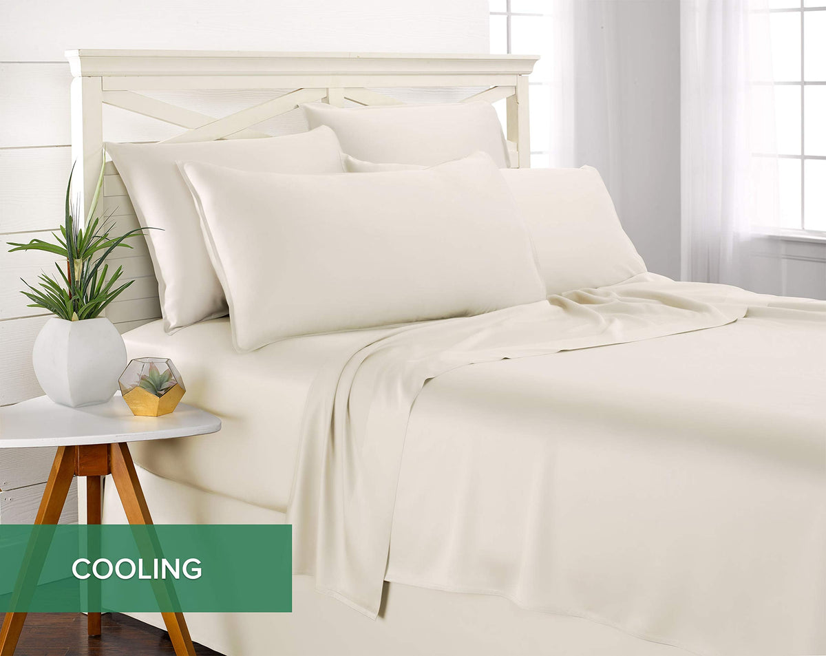 Sheets, Genuine 100% Organic Viscose Derived from Bamboo Bed Sheet Set, Luxuriously Soft & Cooling, Double