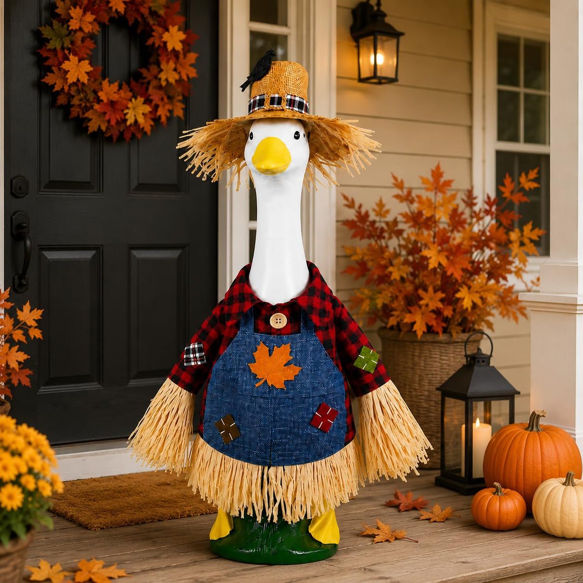 Fall Porch Goose Outfits Fits 23Inch Goose Statue for Outdoor Garden Decor