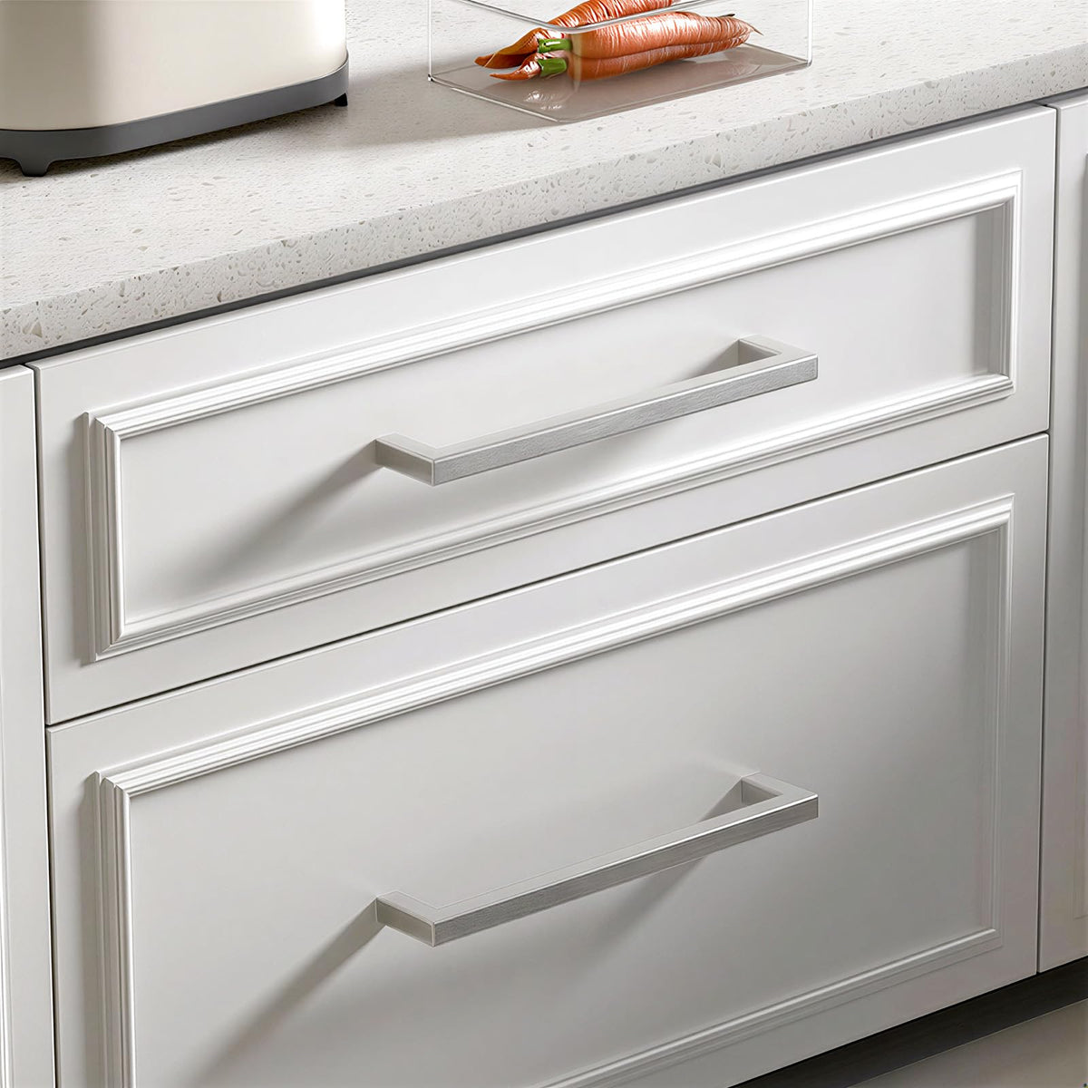 Brushed Nickel Cabinet Pulls 20 Pack 11-1/3 Inch, Square Drawer Handles, Stainless Steel, Screws Included, Silver