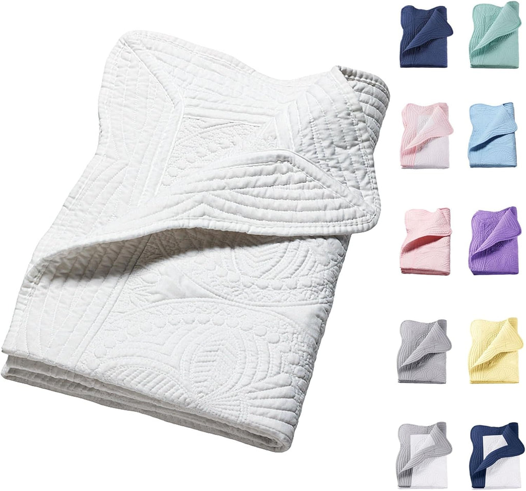 Embossed Neutral Baby Quilt Durable, Lightweight Baby Blankets Four Seasons for Personlized Monogram Cotton Quilted
