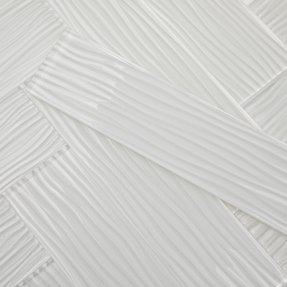 White Glass Subway Tile, Water Wave Glass for Shower Bathroom Kitchen Backsplash Wall, 3 x 12 Inch, 4 Sq.Ft.