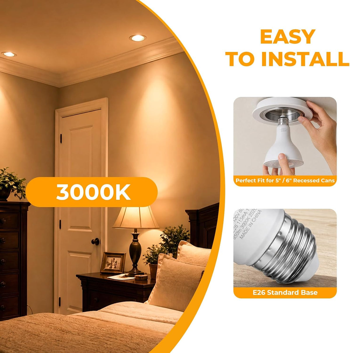 10 Pack PAR30 Flood Light Bulbs Dimmable 75W Equivalent 3000K Warm White