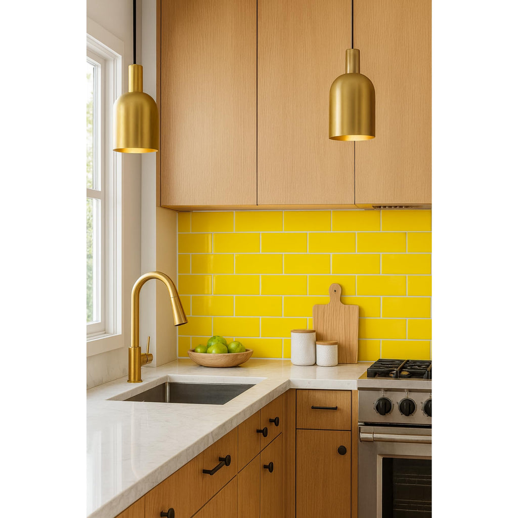3x6 Ceramic Subway Tile Gloss (Shinny) Box of 10 Pieces Wall Shower Kitchen Backsplash (Yellow)