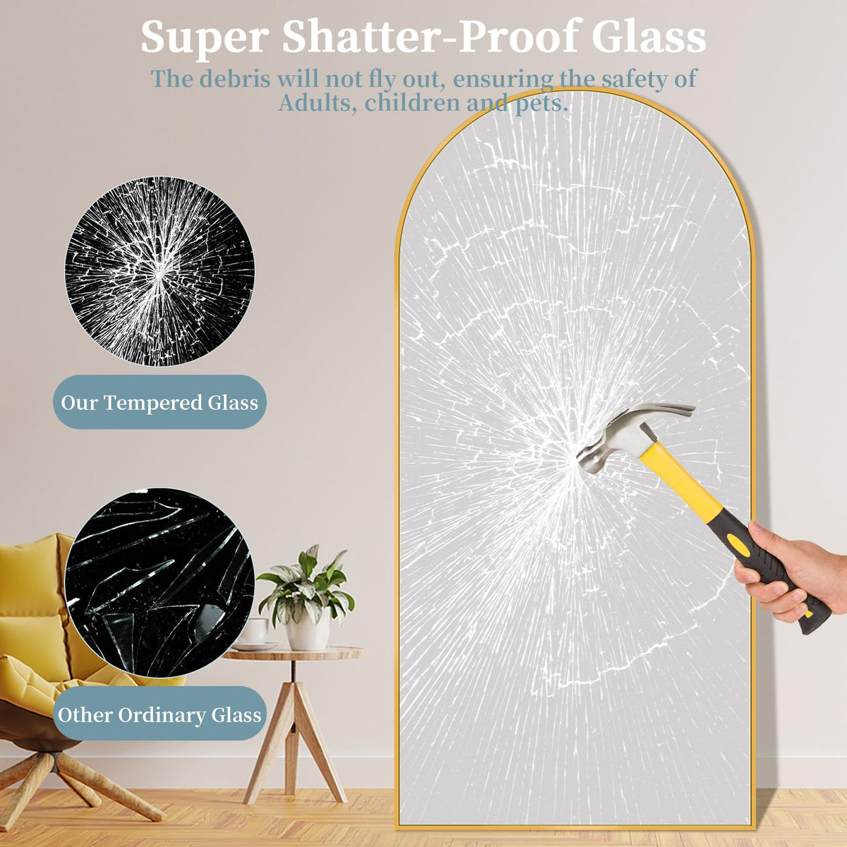 76"x34" Arched Full Length Mirror with Stand,Full Body Floor Mirror