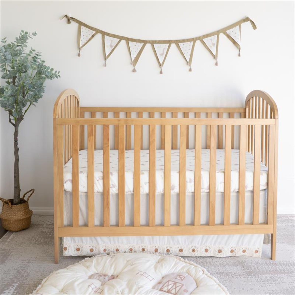 Crochet Crib Skirt, Cream Bed Skirt Cribs, Neutral Boho Scalloped Accent for Baby Boys and Girls, Crib Skirt Girl and