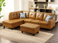 L Shaped Couch, Faux Leather Sectional Couches, Modern Living Room Furniture Sets Sofa in 3PCS /Office (B-Ginger