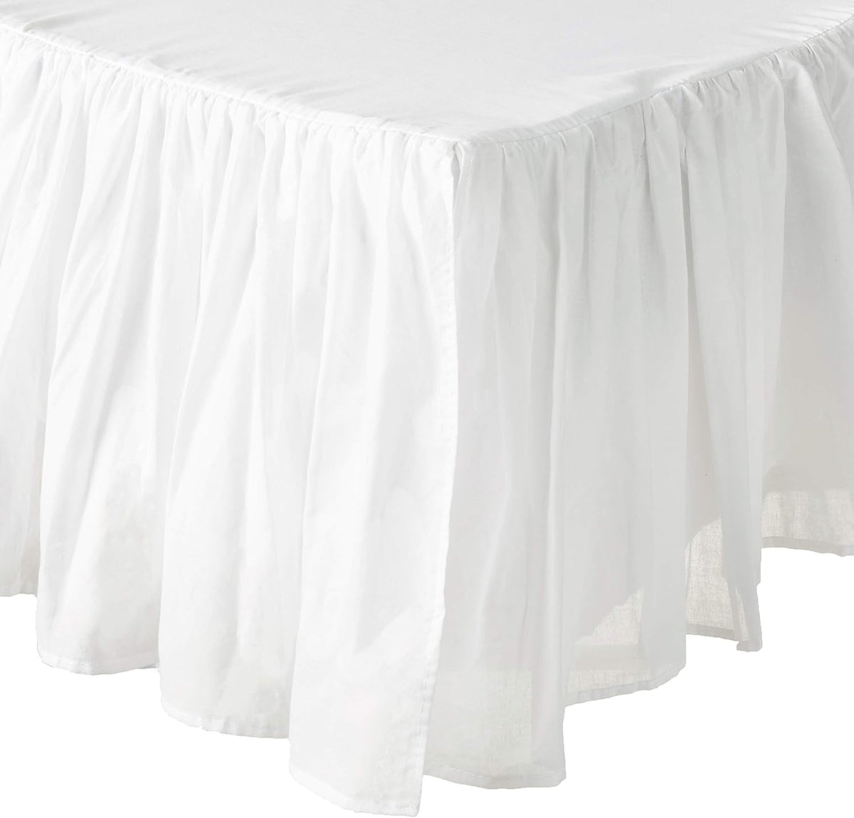 Voile Bed Skirt, Lined, White, Queen 18-inch L