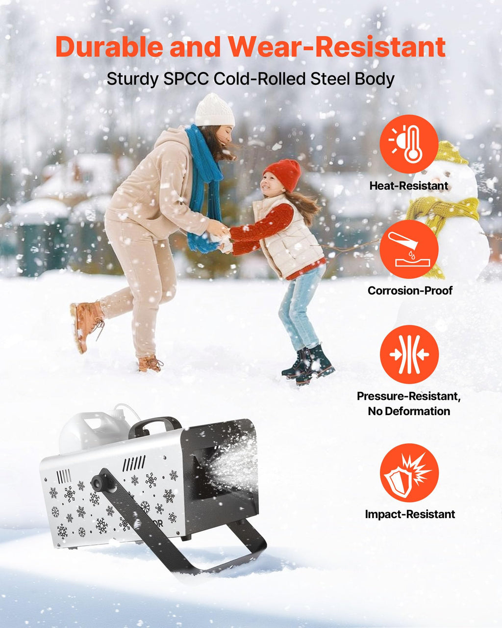 Snow Machine, 1500W Handheld/Hanging Snow Maker By Wireless Remote Control, Portable Snowmaking Machine, High Output