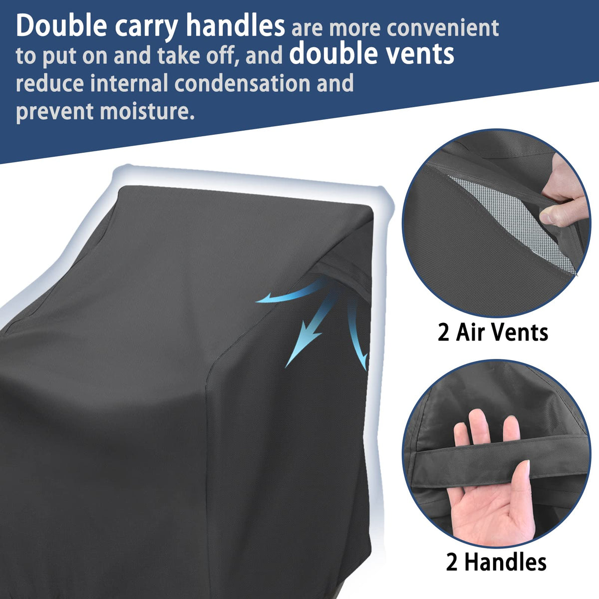 Outdoor Rocking Chair Cover, Waterproof 420D Patio Chair Cover, Black