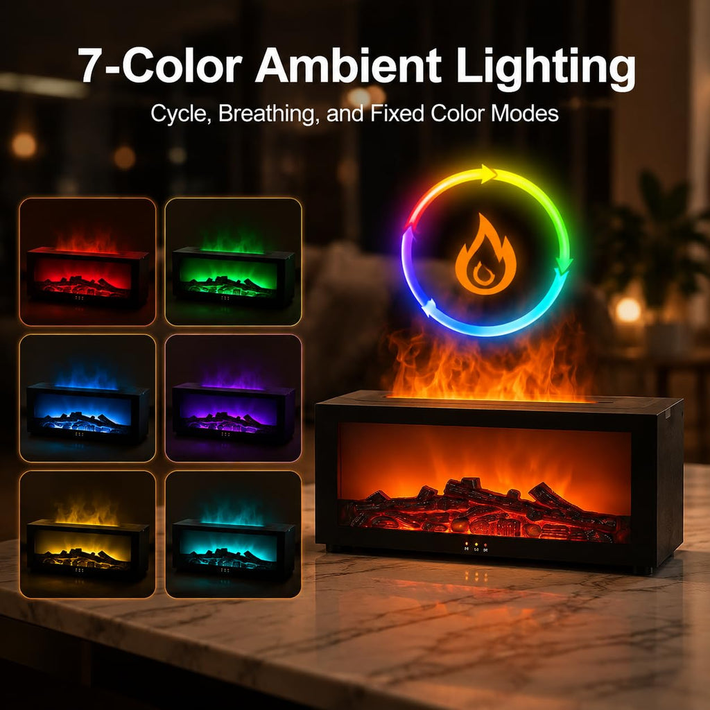 Fireplace Humidifier Flame Diffuser for Essential Oils Air Aromatherapy