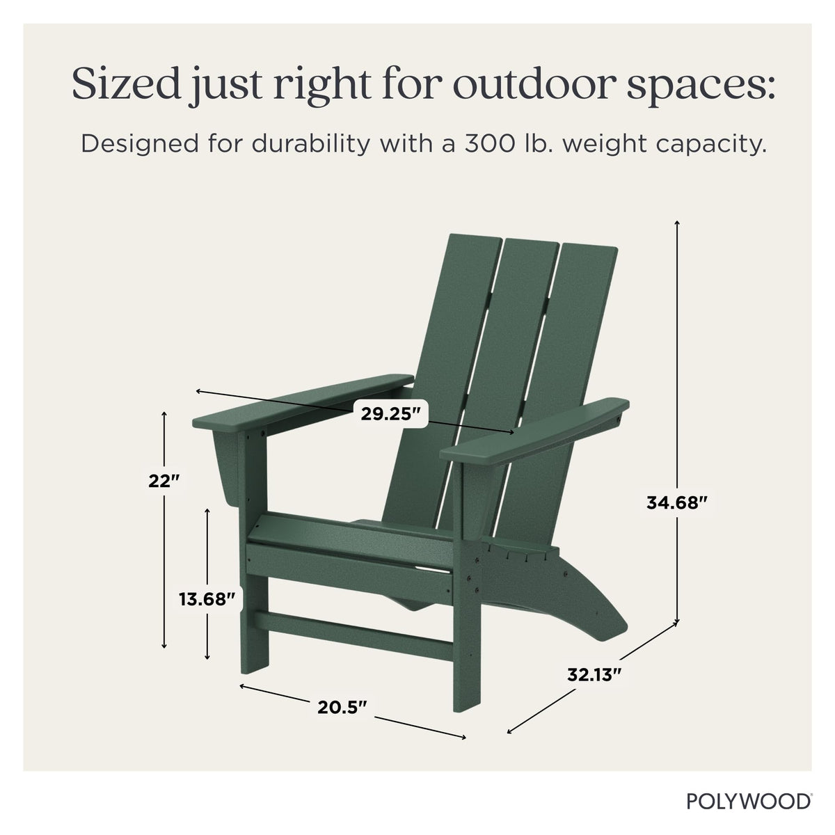 Modern Adirondack Chair - All-Weather Outdoor Lawn Adirondack Chairs - HDPE, Fade-Resistant & Durable Outdoor