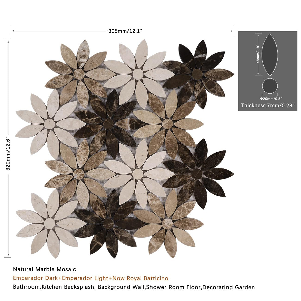 Waterproof Bathroom Floor Tiles and Wall Tile, Natural Marble Stone Backsplash, Kitchen and Bathroom Backsplash
