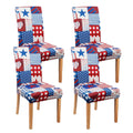 Dining Room Independence Day Chair Covers Set of 4, 4th of July Plaid Stitching Dining Chair Cover, Elastic Removable
