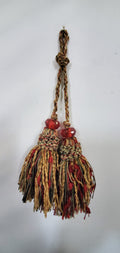 Lot Chenille Double Chair Tie Tassel Tie - Ablaze - Red, Green, Gold - 6 Pieces