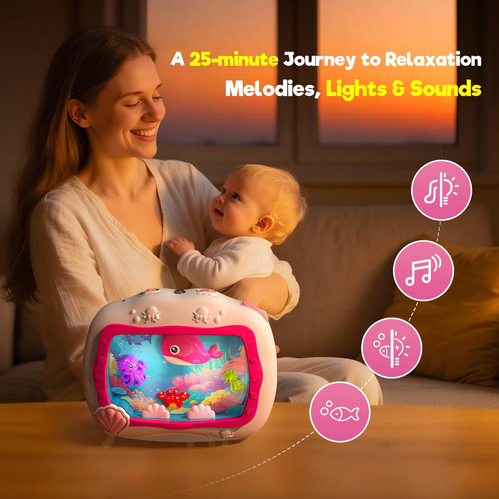Aquarium Toy, Sleep Soother Musical Infant Toys, Tummy Time Toys & Crib Toy, Sea Animal Sensory Dream Soother for