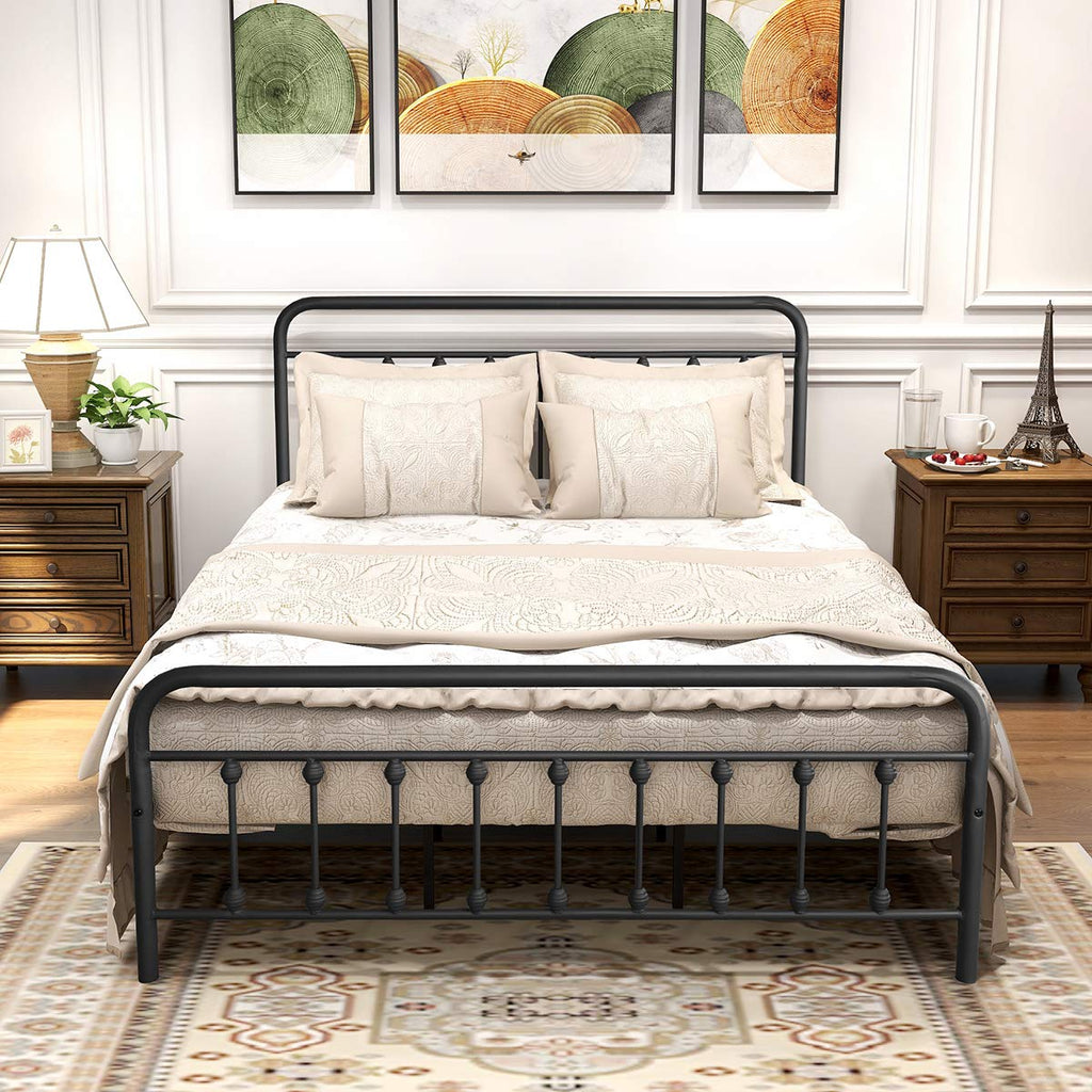 Metal Bed Frame with Headboard and Footboard Farmhouse Platform Bed Frame Under Bed Storage No Box