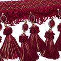 Pom Pom Curtain Fringe Trim Beads Ball Tassel Trimming Sewing Ribbon Upholstery Fabric (red) - 3yards