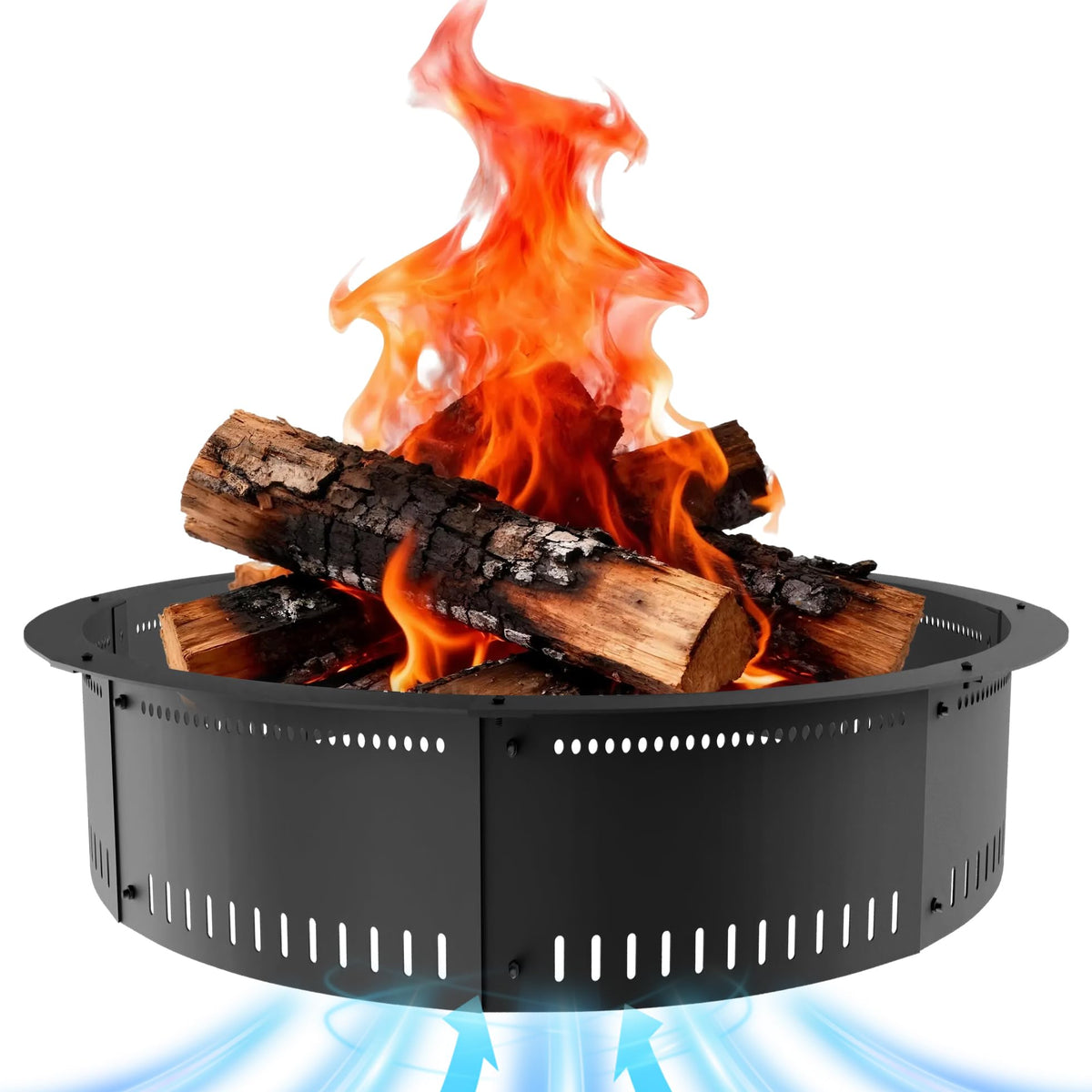 Smokeless Fire Pit Ring Insert, 48 Inch Durable Steel Fire Ring