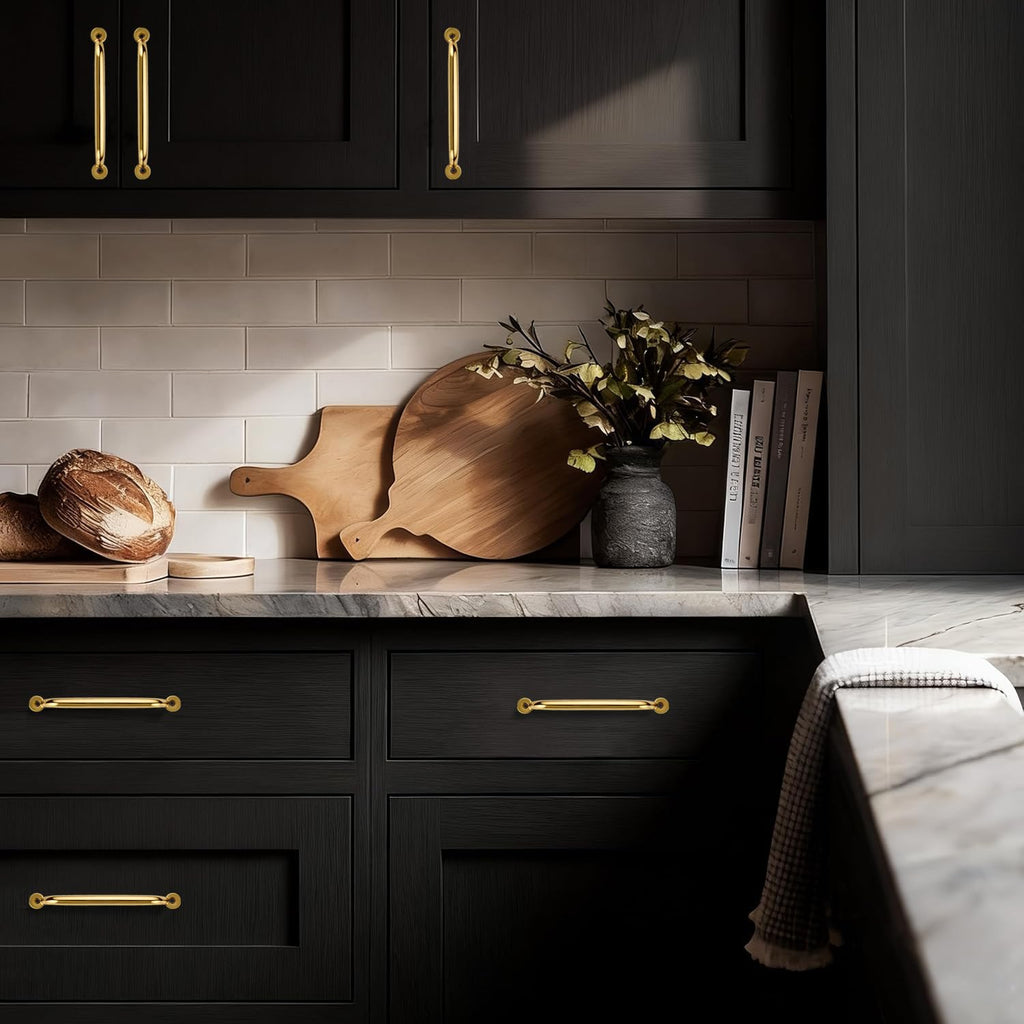 Luxury 1-Pack 100% Solid Brass Cabinet Pulls, 10" Center-to-Hole Pulls in Unlacquered Brass Finish for Drawers & Doors