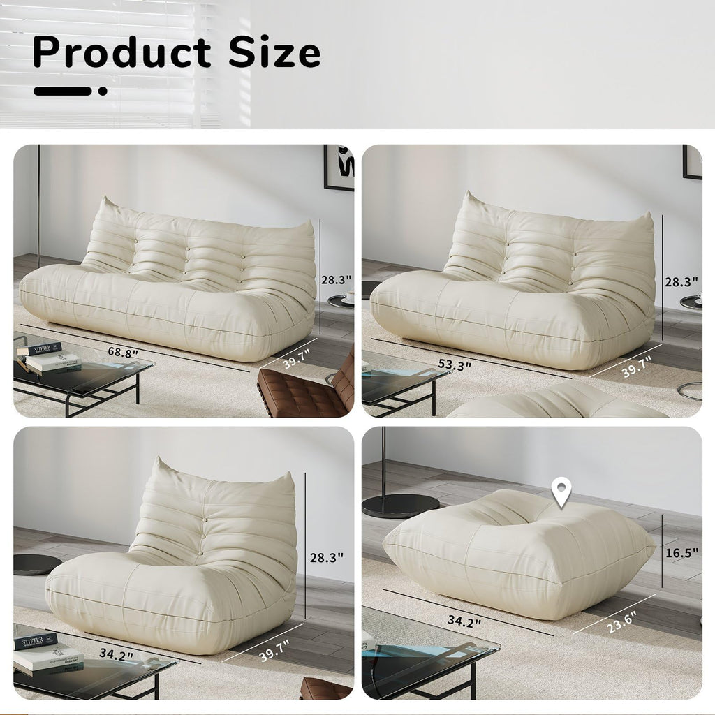 Comfy Lazy Floor Sofa Couch, Soft Armless Chair, Faux Leather Lounge Chair, Corner Relax Sofa Couch Bedroom, Salon