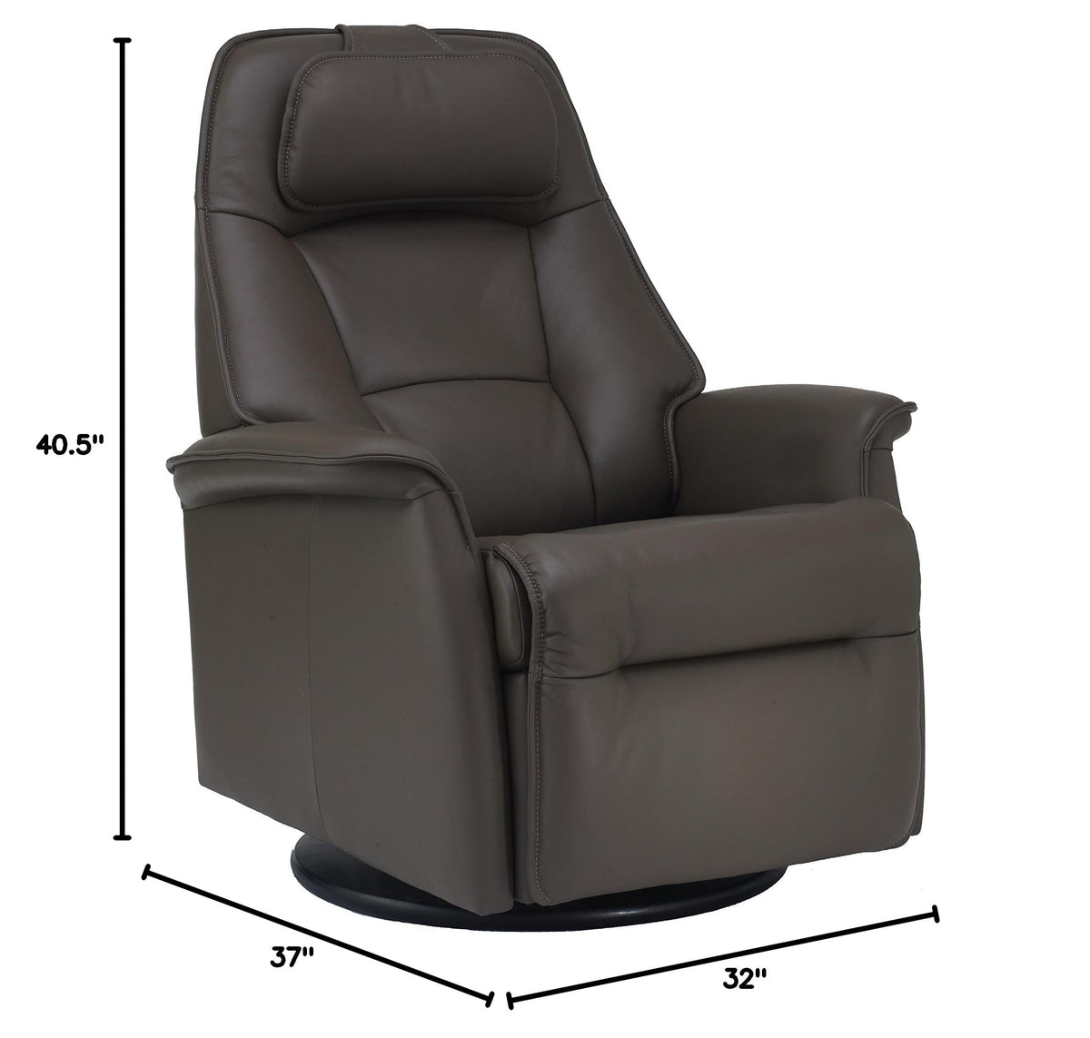 Small Power Recline Swivel Swing Relaxer Recliner Chair in Safari Astro Line Premium Leather