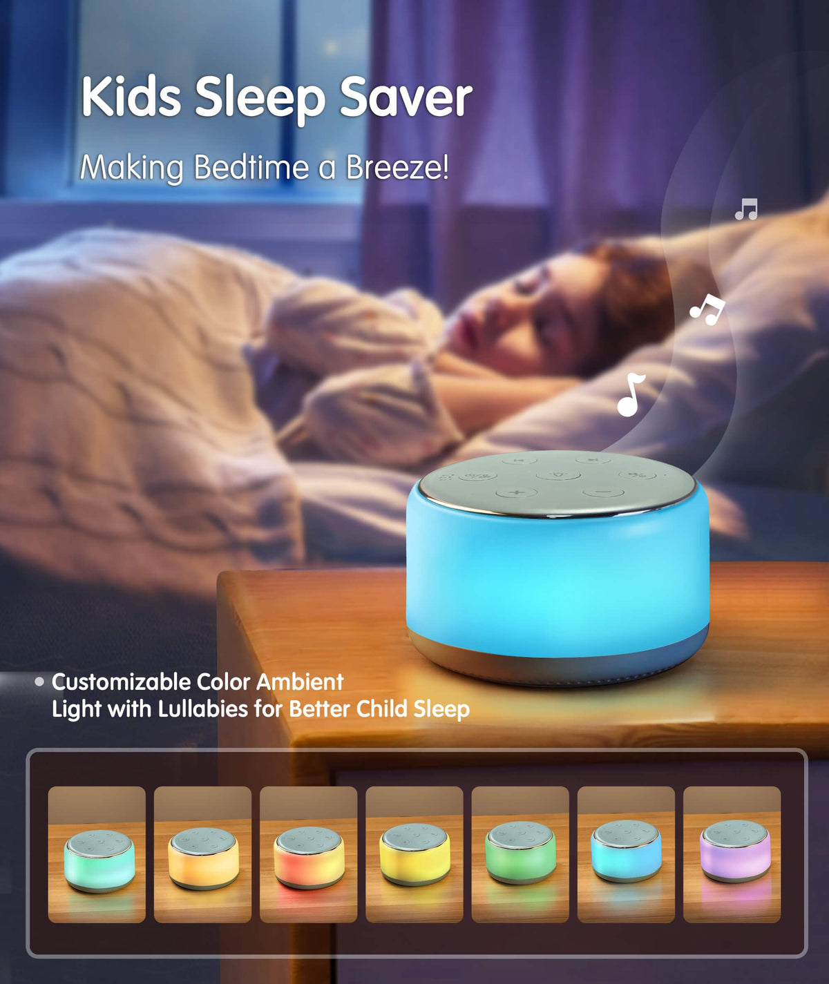 Rechargeable White Noise Sound Machine Baby with Night Light
