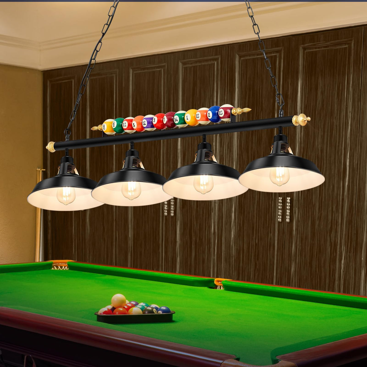 Adjustable Pool Table Lights, 4 Lights for 7'-8' Billiard Table