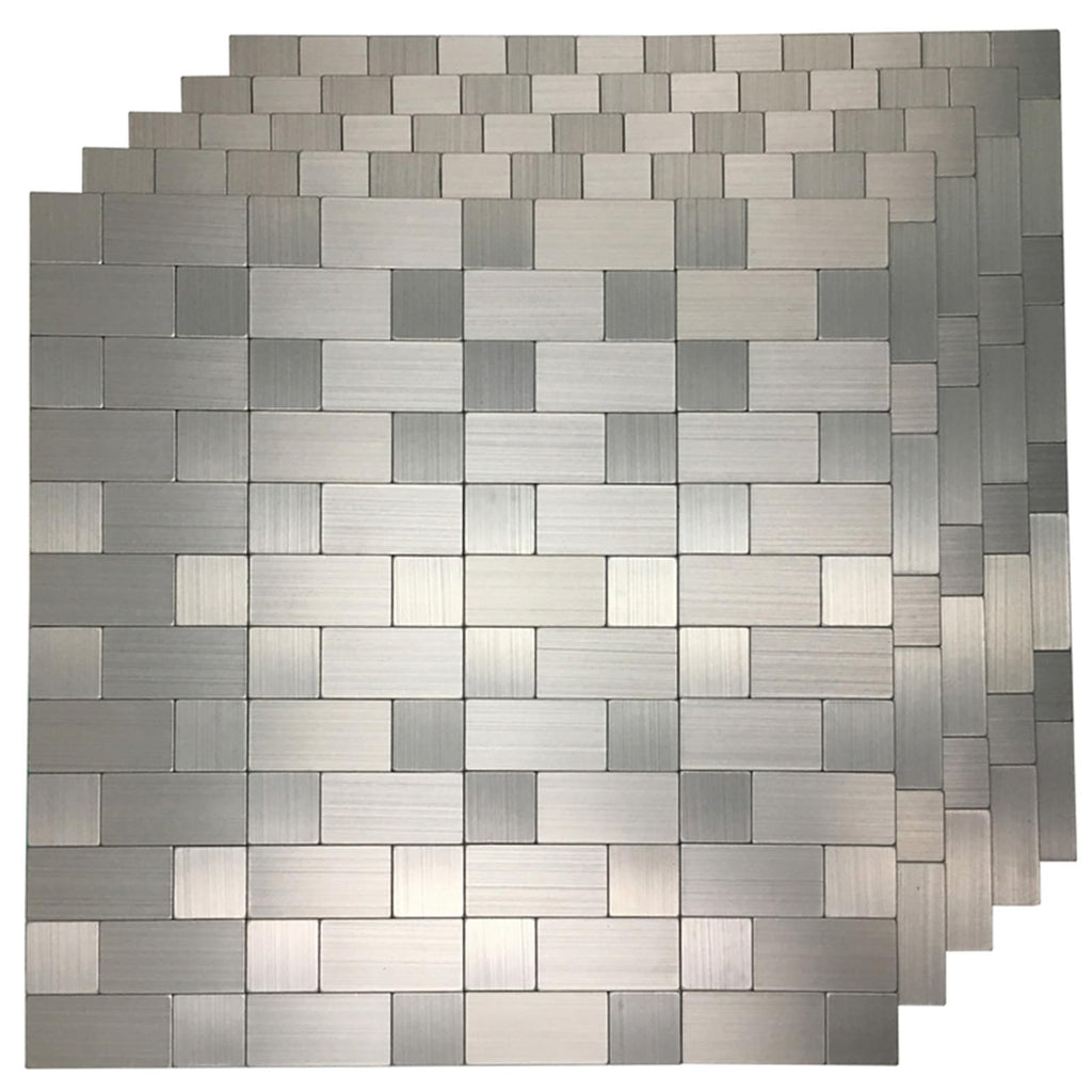 10-Pack Metal Peel and Stick Backsplash Tile, Silver Aluminium