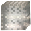 10-Pack Metal Peel and Stick Backsplash Tile, Silver Aluminium