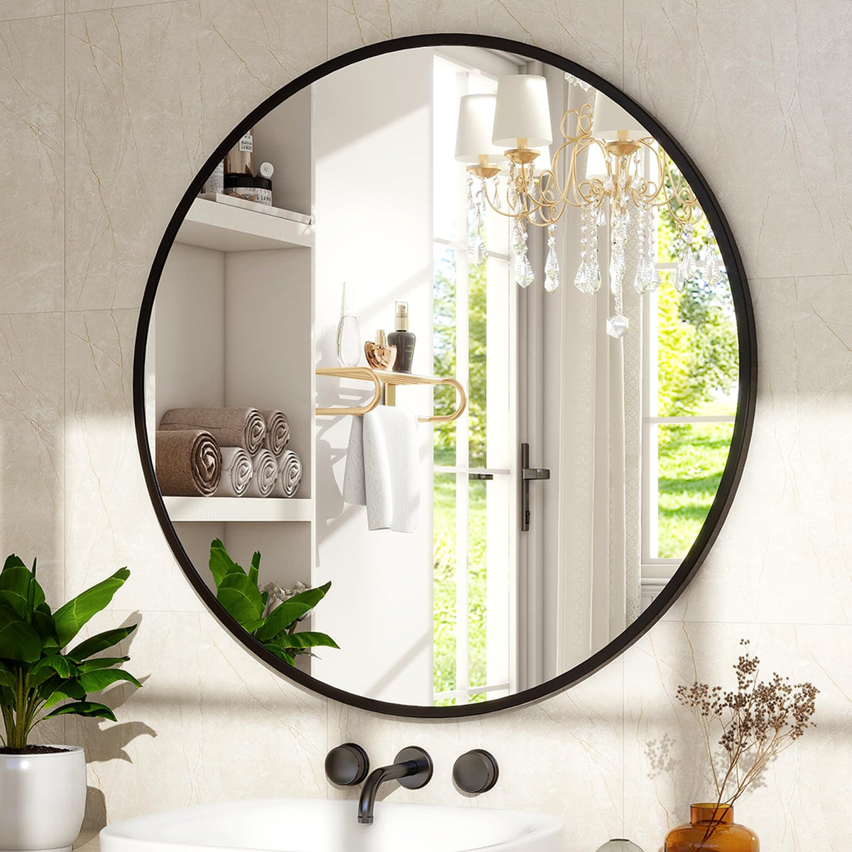 30 Inch Round Mirror-Black Circle Mirrors