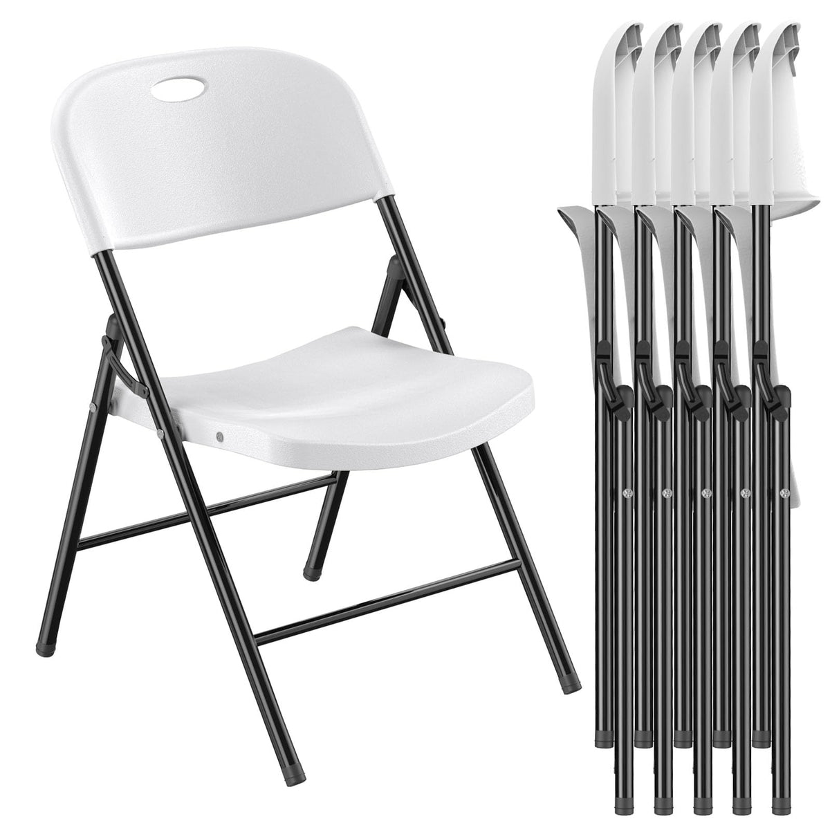 350 Weight Limit Heavy Duty Plastic Folding Chair with Reinforced Steel Frame for Indoor and Outdoor, Wedding, Party