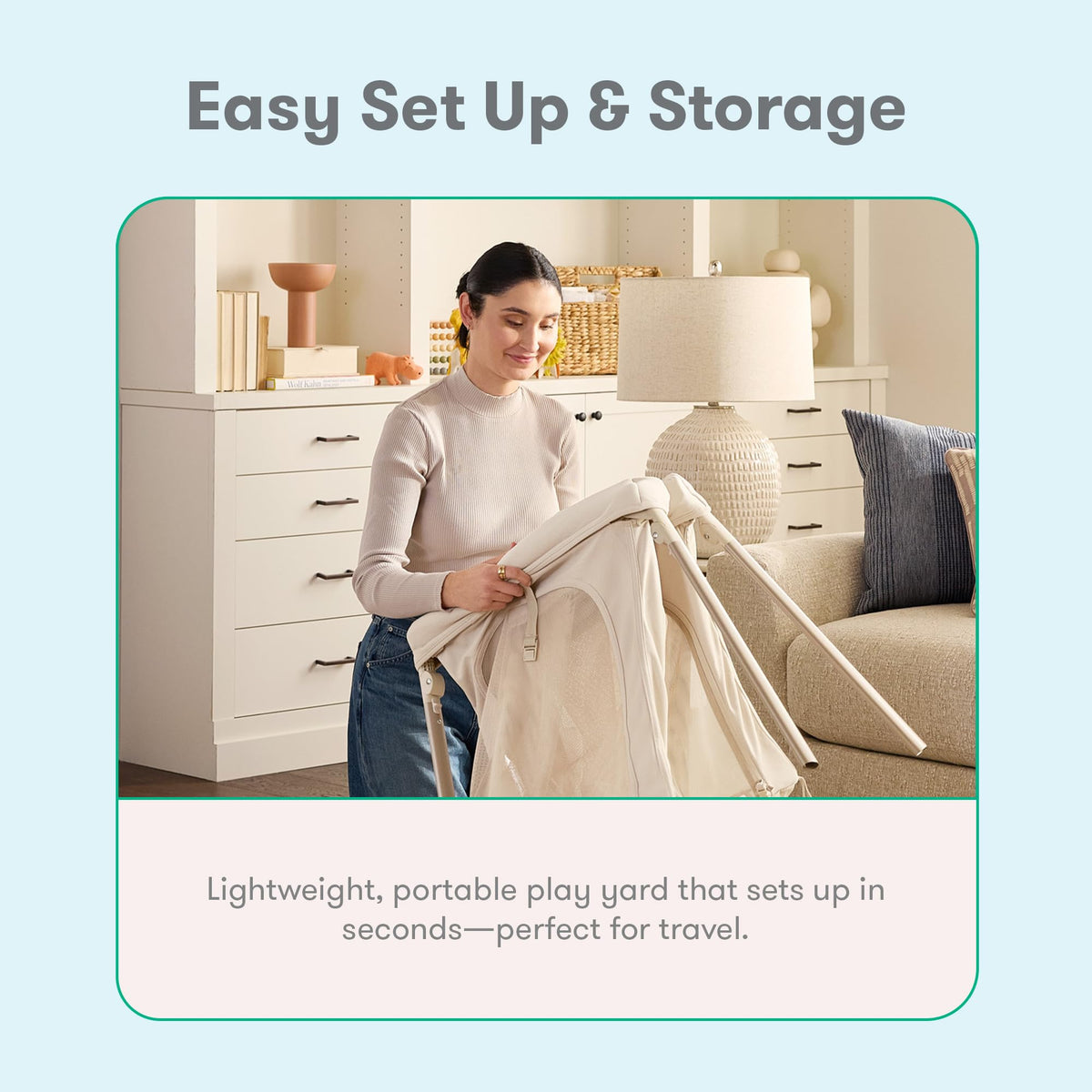 Compact Travel Crib & Play Yard, Carry-On Size - Sand