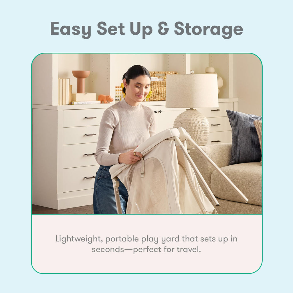 Compact Travel Crib & Play Yard, Carry-On Size - Sand