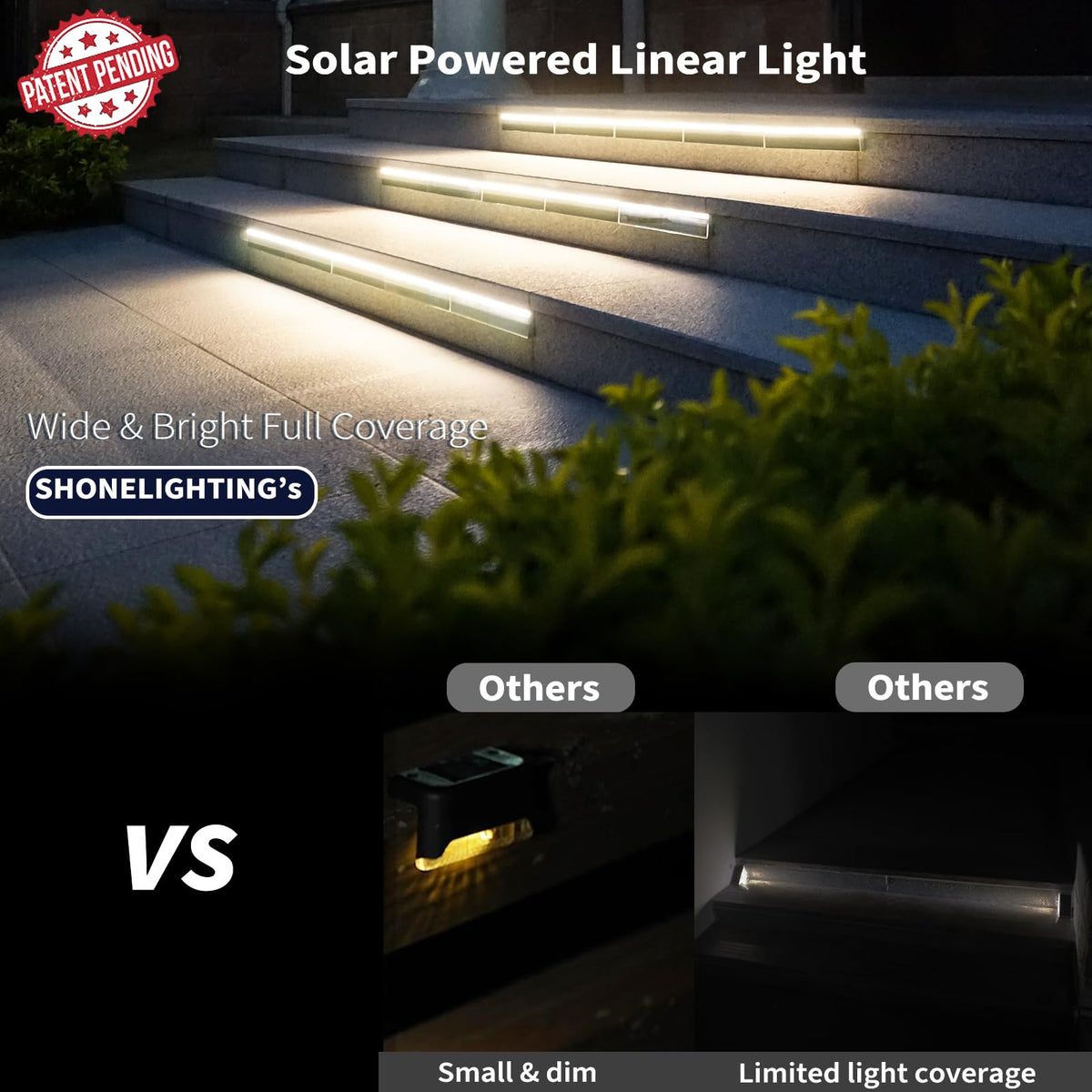 Solar Step Lights Outside, 33 Focused LEDs, Stair Light, 6PK