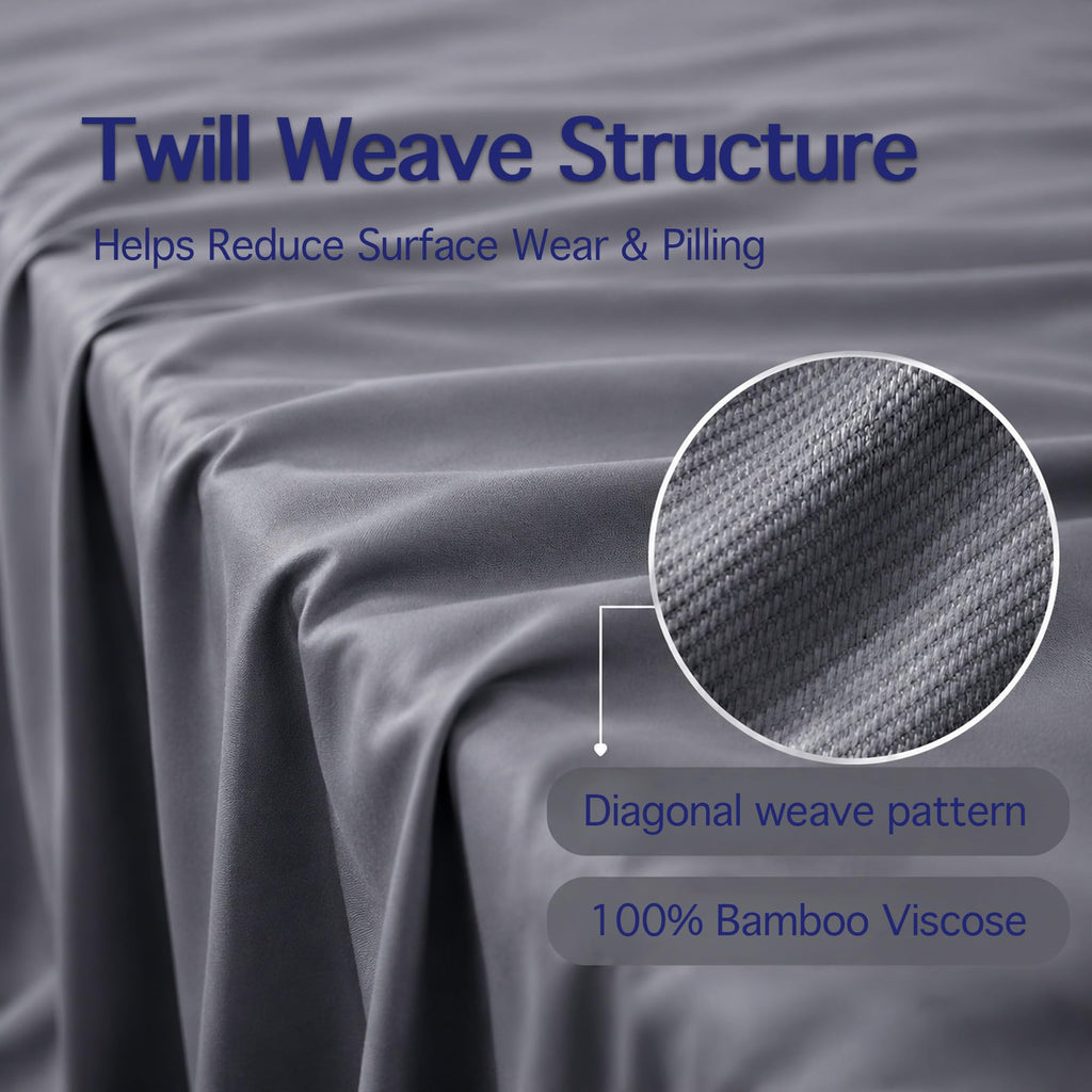 100% Viscose from Bamboo Sheets, Deep Gray 4-Piece