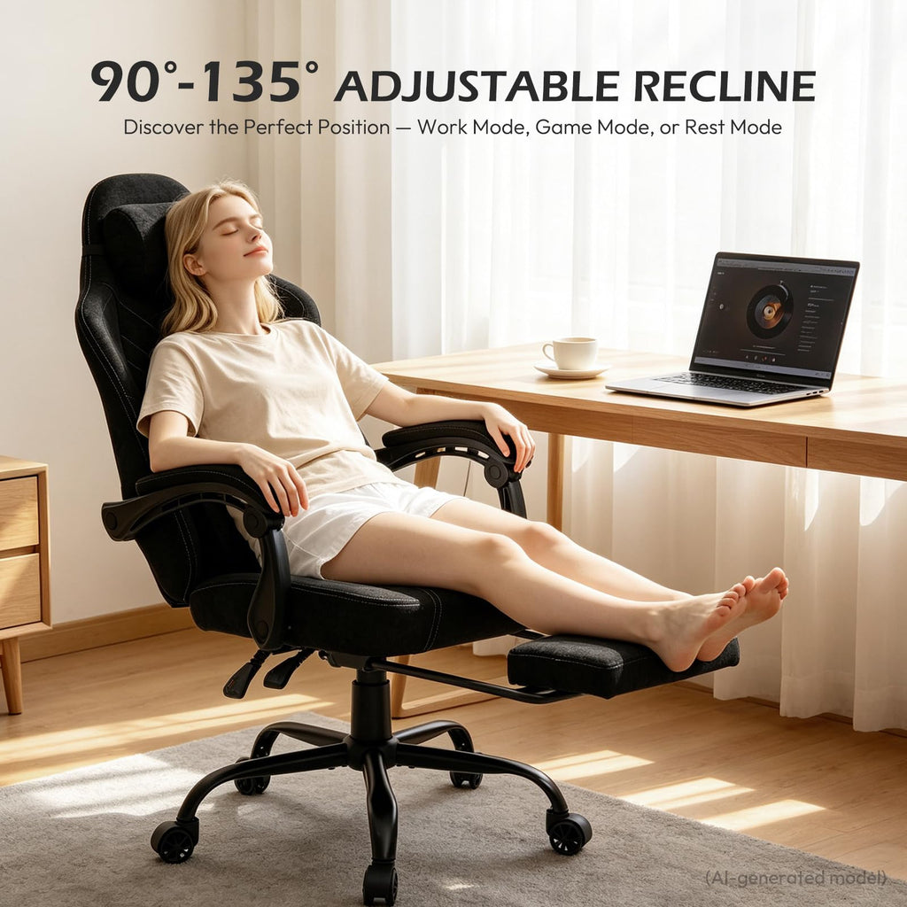 Ergonomic Gaming Chair for Adults - Comfortable Office Computer Chair with 20.5" Wide Seat, Adjustable Video Game