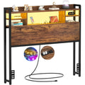 Headboard for Bed with Storage and Outlets, Rustic Brown