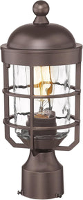 Outdoor Post Lights Lamp Post Light Fixture with Water Ripple Glass Industrial Lantern Cage