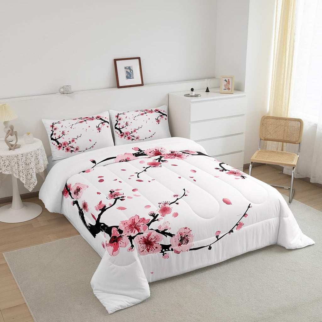 Cherry Blossoms Traditional Comforter Set Bedding