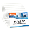 6 Pack 8.5 x 11 Acrylic Sign Holder Horizontal, Clear Plastic Signs Display Stand, Slanted Back Paper Holder Stand up
